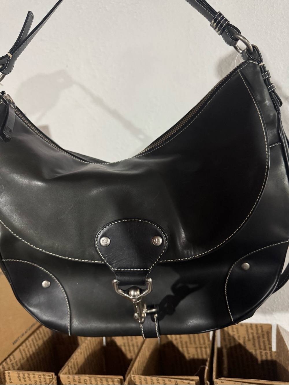 LAUREN Ralph Lauren Black Leather Hobo Shoulder Bag - Picture 13 of 13